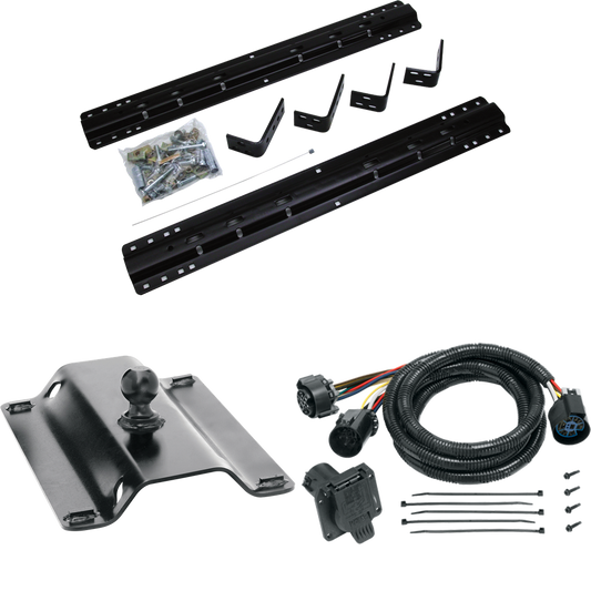 Fits 2001-2006 GMC Sierra 3500 Industry Standard Semi-Custom Above Bed Rail Kit + 25K Pro Series Gooseneck Hitch + In-Bed Wiring (For 5'8 or Shorter Bed (Sidewinder Required), w/o Factory Puck System Models) By Reese