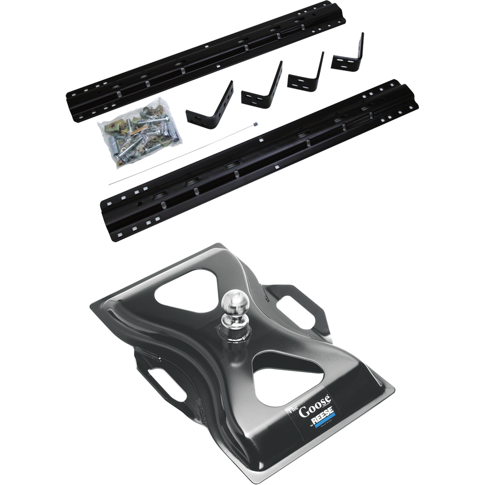 Fits 1999-2006 GMC Sierra 1500 Industry Standard Semi-Custom Above Bed Rail Kit + 25K Reese Gooseneck Hitch (For 5'8 or Shorter Bed (Sidewinder Required), w/o Factory Puck System Models) By Reese