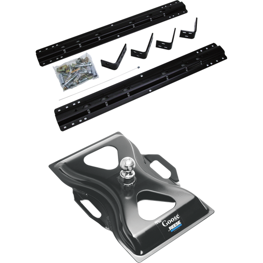 Fits 1999-2006 GMC Sierra 1500 Industry Standard Semi-Custom Above Bed Rail Kit + 25K Reese Gooseneck Hitch (For 5'8 or Shorter Bed (Sidewinder Required), w/o Factory Puck System Models) By Reese