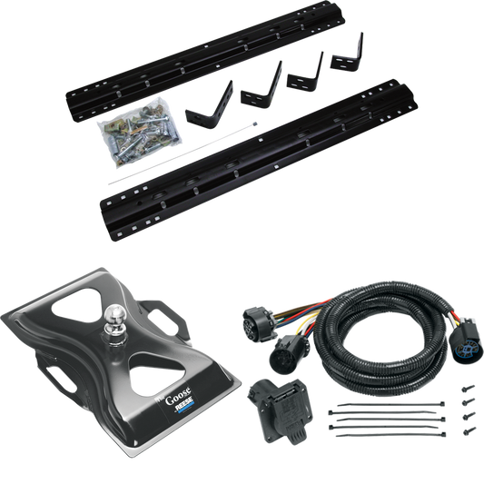 Fits 1997-1999 Ford F-350 Industry Standard Semi-Custom Above Bed Rail Kit + 25K Reese Gooseneck Hitch + In-Bed Wiring (For 5'8 or Shorter Bed (Sidewinder Required), Styleside, w/o Factory Puck System Models) By Reese