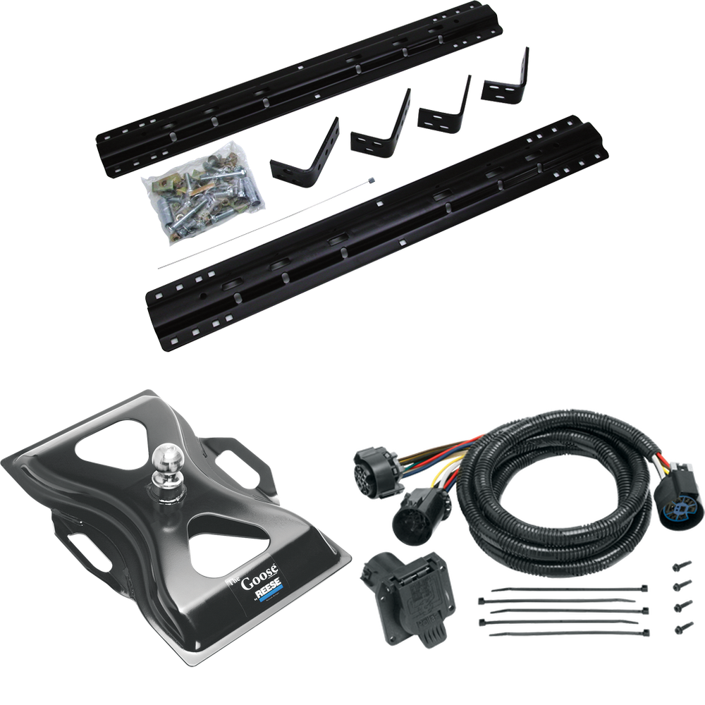 Fits 2007-2007 Chevrolet Silverado 1500 Industry Standard Semi-Custom Above Bed Rail Kit + 25K Reese Gooseneck Hitch + In-Bed Wiring (For 6-1/2' and 8 foot Bed, Classic, Except High Desert Package, w/o Factory Puck System Models) By Reese