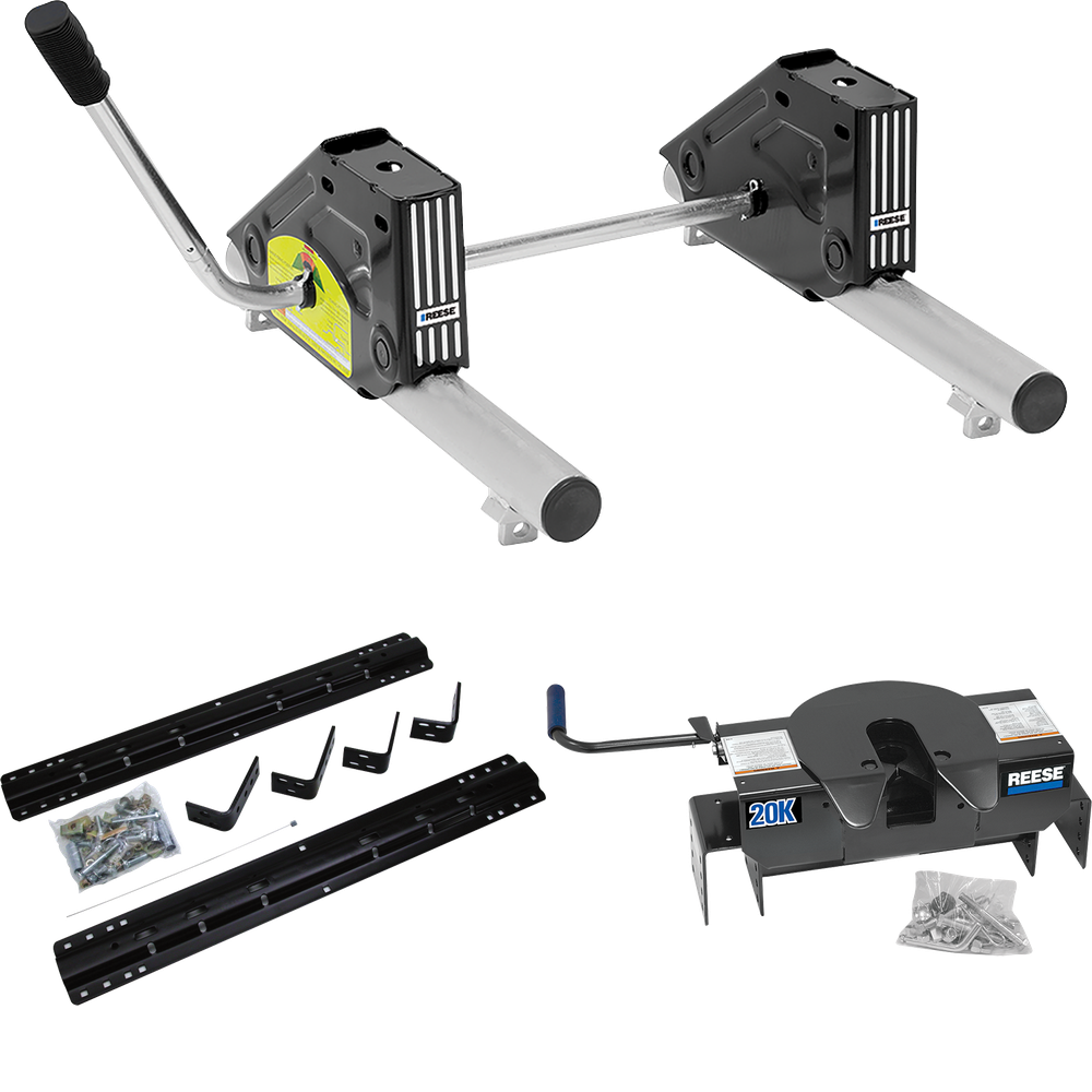 Fits 1997-2003 Ford F-150 Industry Standard Semi-Custom Above Bed Rail Kit + 20K Fifth Wheel + Round Tube Slider (For 6-1/2' or Shorter Bed, Styleside, Except SuperCrew, w/o Factory Puck System Models) By Reese