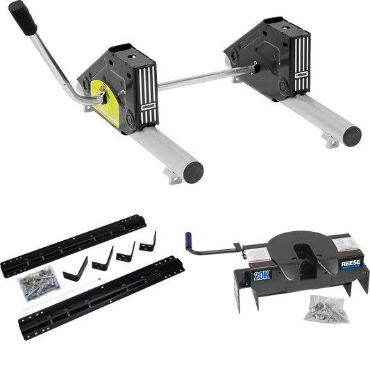 Fits 1997-2003 Ford F-150 Industry Standard Semi-Custom Above Bed Rail Kit + 20K Fifth Wheel + Round Tube Slider (For 6-1/2' or Shorter Bed, Styleside, Except SuperCrew, w/o Factory Puck System Models) By Reese