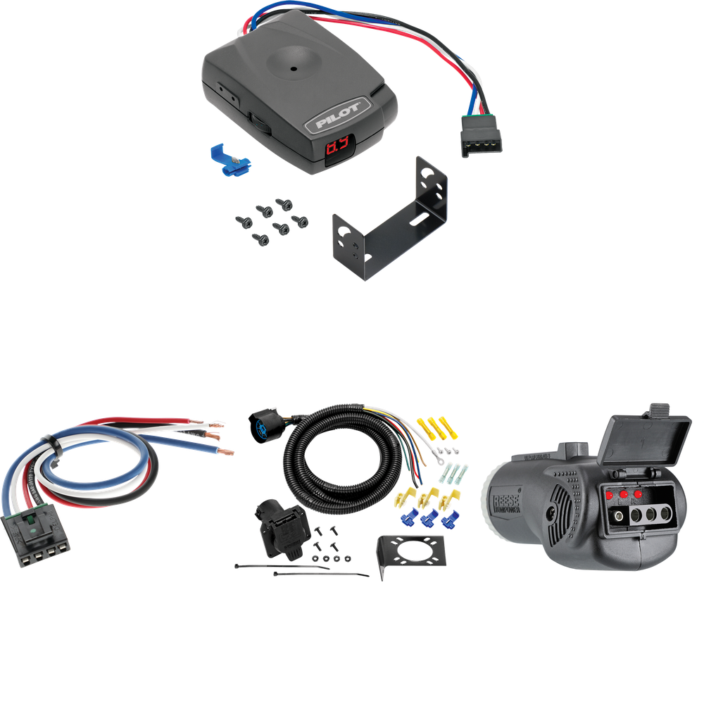 Fits 1995-2001 Dodge Ram 4000 7-Way RV Wiring + Pro Series Pilot Brake Control + Generic BC Wiring Adapter + 2 in 1 Tester & 7-Way to 4-Way Adapter By Tow Ready