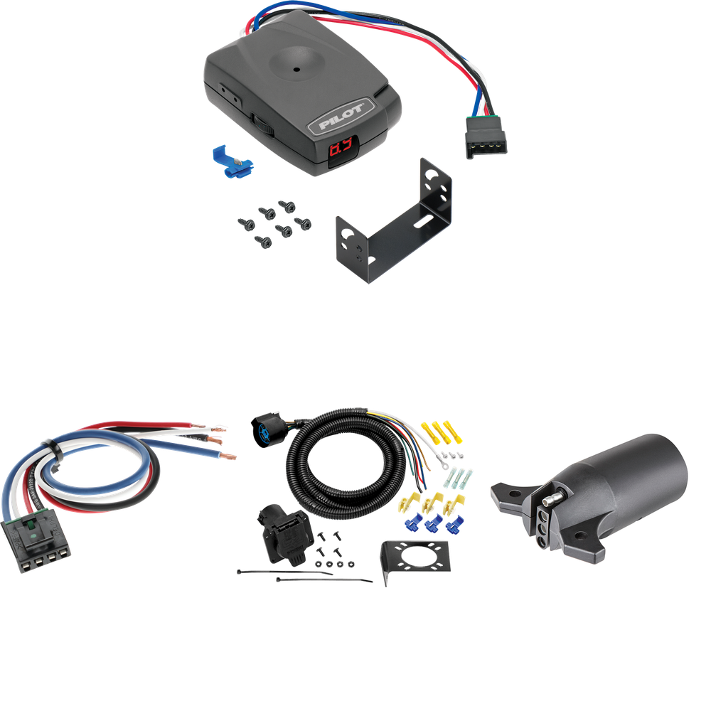 Fits 1994-1994 Dodge Ram 2500 7-Way RV Wiring + Pro Series Pilot Brake Control + Generic BC Wiring Adapter + 7-Way to 4-Way Adapter By Tow Ready