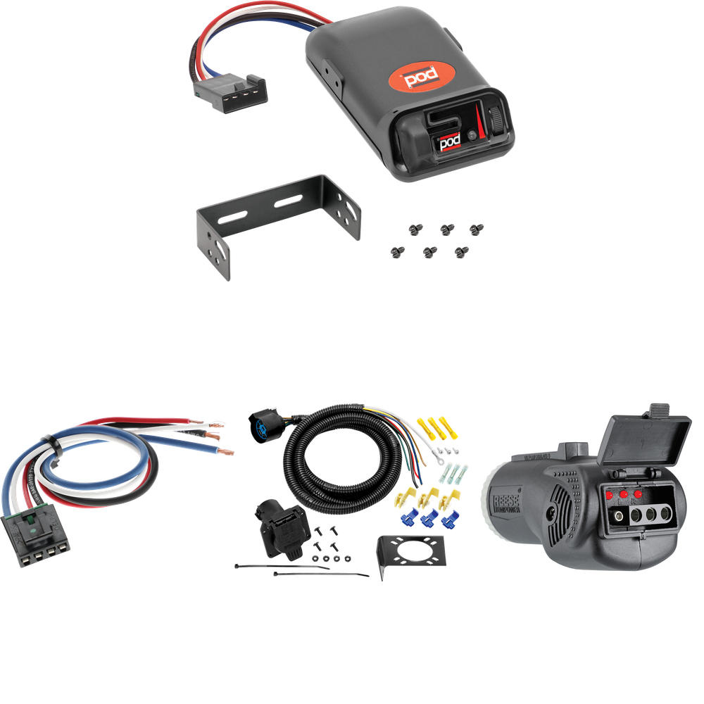 Fits 1975-1978 GMC C15 7-Way RV Wiring + Pro Series POD Brake Control + Generic BC Wiring Adapter + 2 in 1 Tester & 7-Way to 4-Way Adapter By Tow Ready