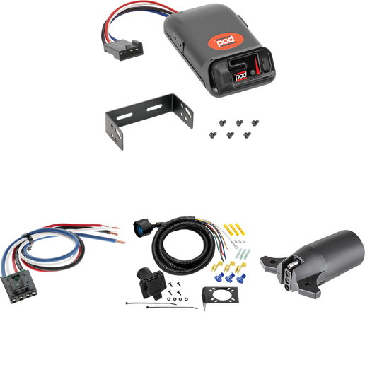 Fits 1988-2000 GMC K3500 7-Way RV Wiring + Pro Series POD Brake Control + Generic BC Wiring Adapter + 7-Way to 4-Way Adapter By Tow Ready