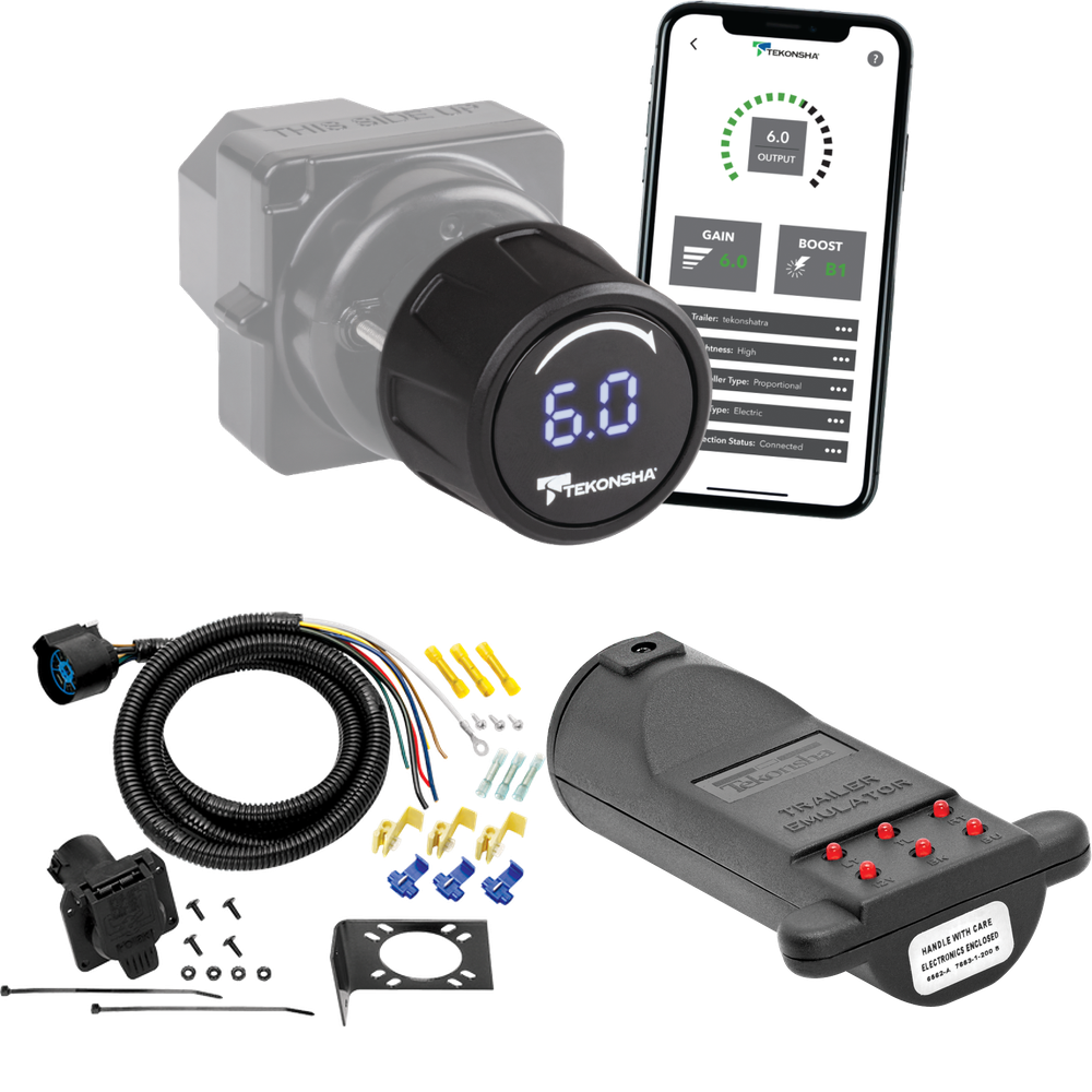 Fits 1987-1993 Ford F-250 7-Way RV Wiring + Tekonsha Prodigy iD Bluetooth Wireless Brake Control + 7-Way Tester and Trailer Emulator By Tow Ready