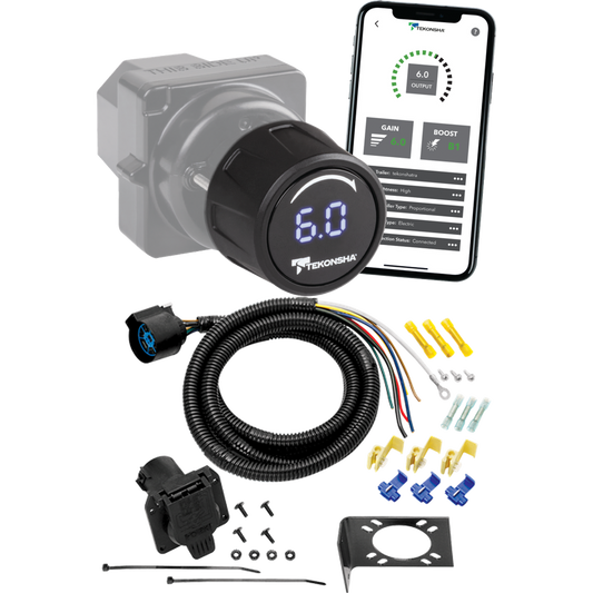 Compatible con Chevrolet K20 Tekonsha Prodigy iD 1963-1984, control de freno inalámbrico Bluetooth + cableado RV de 7 vías por Tow Ready