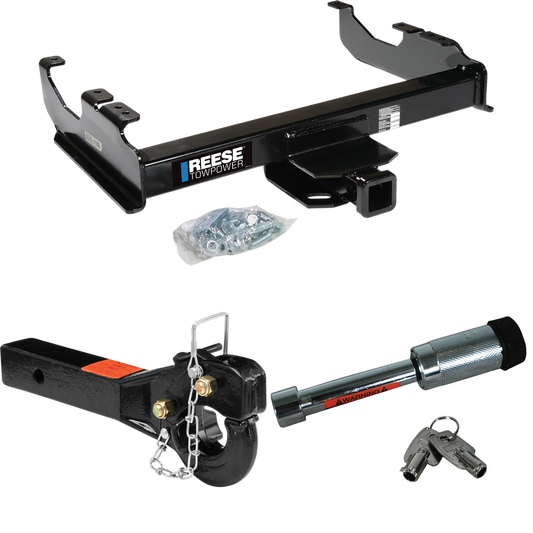 Fits 1985-1986 Chevrolet C20 Trailer Hitch Tow PKG w/ 10K Pintle Hook + Hitch Lock (For w/34" Wide Frames Models) By Reese Towpower