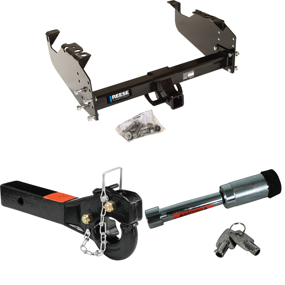 Fits 1999-2009 Chevrolet C7500 Kodiak Trailer Hitch Tow PKG w/ 10K Pintle Hook + Hitch Lock (For Cab & Chassis, w/34" Wide Frames Models) By Reese Towpower