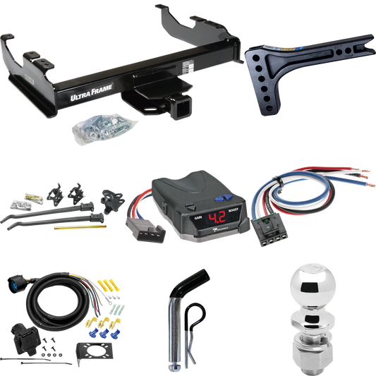 Fits 1963-1984 Chevrolet K20 Trailer Hitch Tow PKG w/ 15K Trunnion Bar Weight Distribution Hitch + Pin/Clip + 2-5/16" Ball + Tekonsha BRAKE-EVN Brake Control + Generic BC Wiring Adapter + 7-Way RV Wiring By Draw-Tite