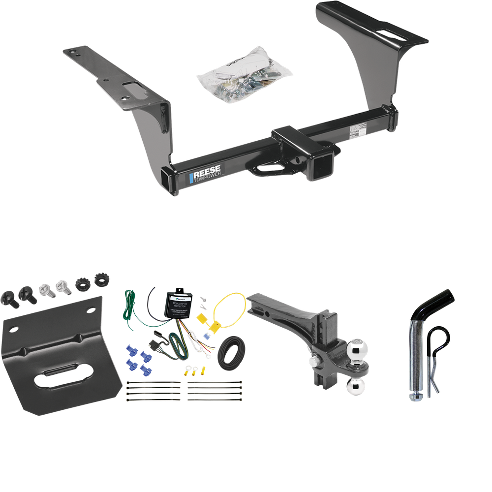 Fits 2010-2014 Subaru Legacy Trailer Hitch Tow PKG w/ 4-Flat Wiring Harness + Dual Adjustable Drop Rise Ball Ball Mount 2" & 2-5/16" Trailer Balls + Pin/Clip + Wiring Bracket (For Sedan Models) By Reese Towpower