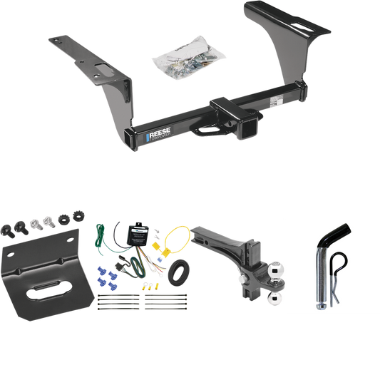 Fits 2010-2014 Subaru Legacy Trailer Hitch Tow PKG w/ 4-Flat Wiring Harness + Dual Adjustable Drop Rise Ball Ball Mount 2" & 2-5/16" Trailer Balls + Pin/Clip + Wiring Bracket (For Sedan Models) By Reese Towpower