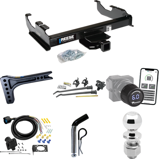 Fits 1988-1999 GMC K1500 Trailer Hitch Tow PKG w/ 15K Trunnion Bar Weight Distribution Hitch + Pin/Clip + 2-5/16" Ball + Tekonsha Prodigy iD Bluetooth Wireless Brake Control + 7-Way RV Wiring (For w/34" Wide Frames Models) By Reese Towpower