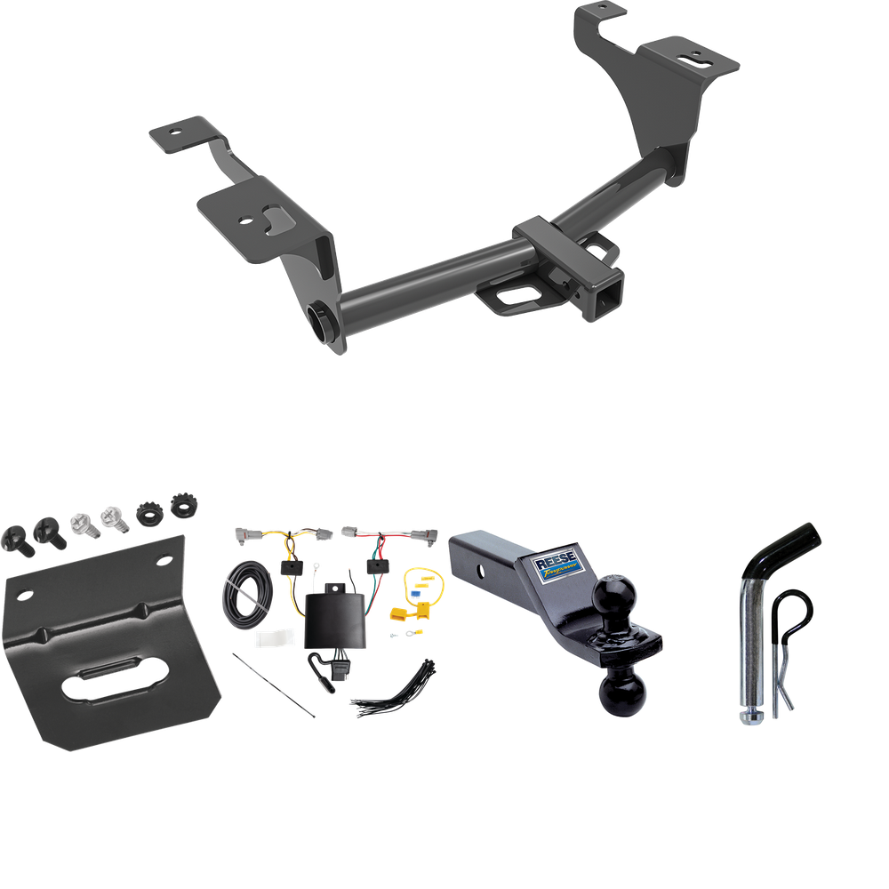 Fits 2020-2022 Subaru Legacy Trailer Hitch Tow PKG w/ 4-Flat Wiring Harness + Dual Ball Ball Mount 1-7/8" & 2" Trailer Balls + Pin/Clip + Wiring Bracket (For Sedan Models) By Reese Towpower