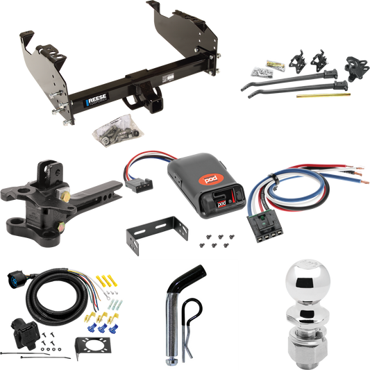 Fits 1999-2009 Chevrolet C7500 Kodiak Trailer Hitch Tow PKG w/ 17K Trunnion Bar Weight Distribution Hitch + Pin/Clip + 2-5/16" Ball + Pro Series POD Brake Control + Generic BC Wiring Adapter + 7-Way RV Wiring (For Cab & Chassis, w/34" Wide Frames Mod