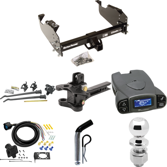 Fits 1999-2009 GMC C7500 Topkick Trailer Hitch Tow PKG w/ 17K Trunnion Bar Weight Distribution Hitch + Pin/Clip + 2-5/16" Ball + Tekonsha Prodigy P3 Brake Control + 7-Way RV Wiring (For Cab & Chassis, w/34" Wide Frames Models) By Draw-Tite