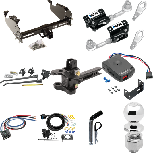 Fits 2003-2009 GMC C4500 Topkick Trailer Hitch Tow PKG w/ 17K Trunnion Bar Weight Distribution Hitch + Pin/Clip + Dual Cam Sway Control + 2-5/16" Ball + Pro Series Pilot Brake Control + Generic BC Wiring Adapter + 7-Way RV Wiring (For Cab & Chassis,