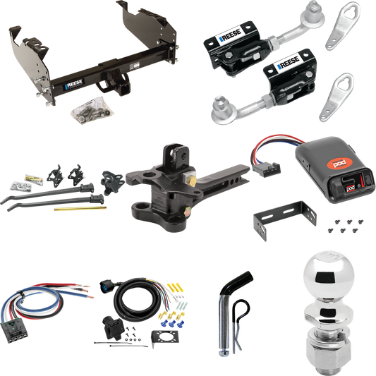 Fits 1999-2009 Chevrolet C7500 Kodiak Trailer Hitch Tow PKG w/ 17K Trunnion Bar Weight Distribution Hitch + Pin/Clip + Dual Cam Sway Control + 2-5/16" Ball + Pro Series POD Brake Control + Generic BC Wiring Adapter + 7-Way RV Wiring (For Cab & Chassi