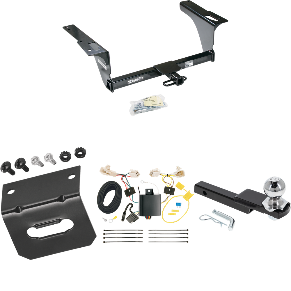 Fits 2015-2019 Subaru Legacy Trailer Hitch Tow PKG w/ 4-Flat Wiring Harness + Interlock Starter Kit w/ 2" Ball 1-1/4" Drop 3/4" Rise + Wiring Bracket (For Sedan Models) By Draw-Tite