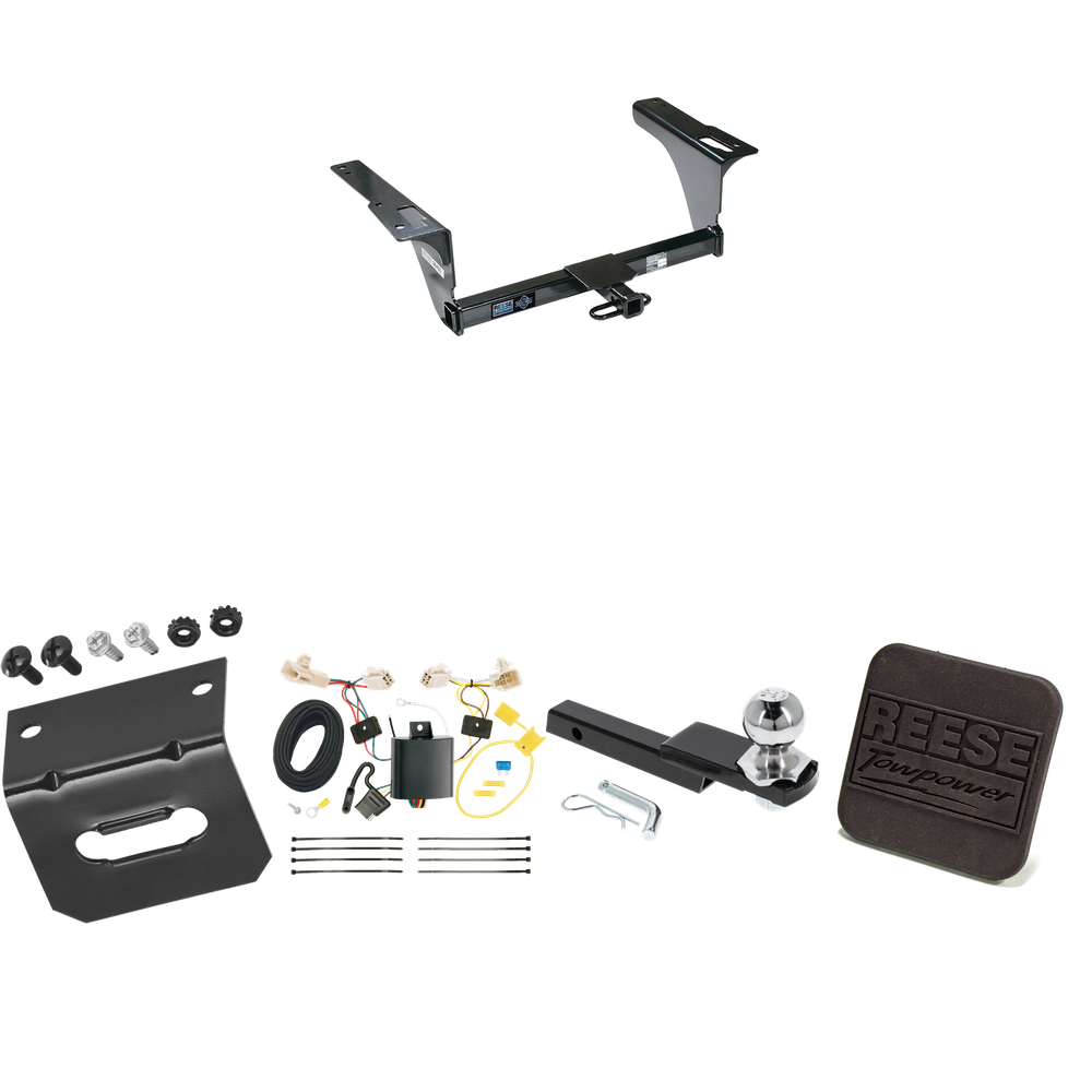 Fits 2015-2019 Subaru Legacy Trailer Hitch Tow PKG w/ 4-Flat Wiring Harness + Interlock Starter Kit w/ 2" Ball 1-1/4" Drop 3/4" Rise + Wiring Bracket + Hitch Cover (For Sedan Models) By Reese Towpower