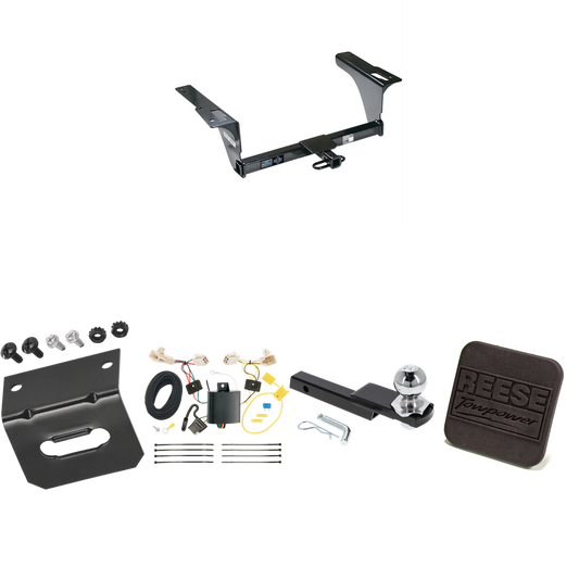 Fits 2015-2019 Subaru Legacy Trailer Hitch Tow PKG w/ 4-Flat Wiring Harness + Interlock Starter Kit w/ 2" Ball 1-1/4" Drop 3/4" Rise + Wiring Bracket + Hitch Cover (For Sedan Models) By Reese Towpower