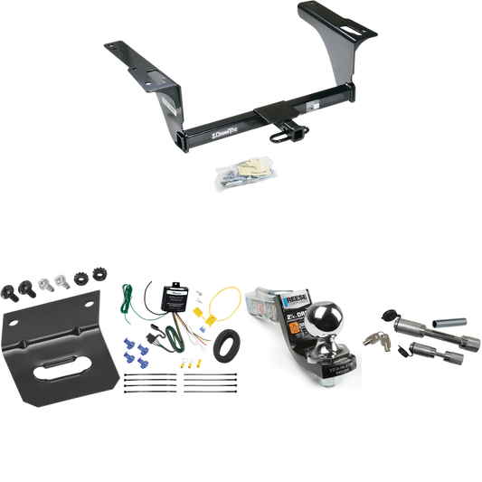 Fits 2010-2014 Subaru Legacy Trailer Hitch Tow PKG w/ 4-Flat Wiring Harness + Interlock Starter Kit w/ 2" Ball 2-1/2" Drop 2" Rise + Wiring Bracket + Dual Hitch & Coupler Locks (For Sedan Models) By Draw-Tite