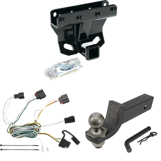 Fits 2007-2010 Jeep Grand Cherokee Trailer Hitch Tow PKG w/ 4-Flat Wiring + Interlock Tactical Starter Kit w/ 2" Drop & 2" Ball (Excludes: SRT-8 Models) By Draw-Tite