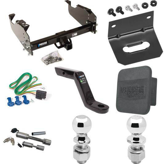 Fits 1963-1972 Chevrolet K10 Trailer Hitch Tow PKG w/ 4-Flat Wiring Harness + Ball Mount w/ 6" Drop + Dual Hitch & Coupler Locks + 2" Ball + 2-5/16" Ball + Hitch Cover + Wiring Bracket By Reese Towpower