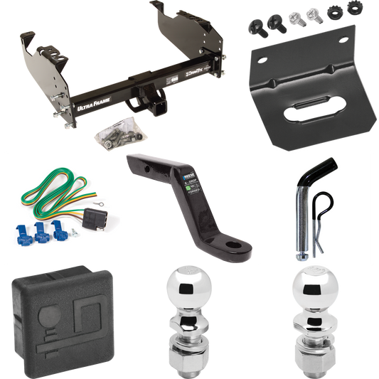 Fits 1963-1965 GMC 1000 Series Trailer Hitch Tow PKG w/ 4-Flat Wiring Harness + Ball Mount w/ 6" Drop + Pin/Clip + 2" Ball + 2-5/16" Ball + Hitch Cover + Wiring Bracket By Draw-Tite