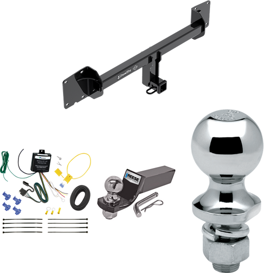 Fits 2016-2023 Tesla X Trailer Hitch Tow PKG w/ 4-Flat Wiring + Starter Kit Ball Mount w/ 2" Drop & 2" Ball + 1-7/8" Ball By Draw-Tite