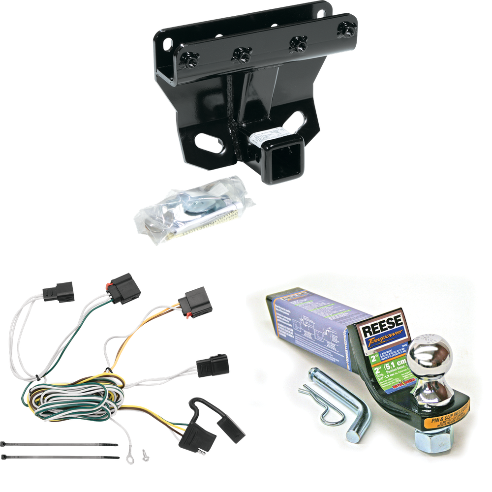 Se adapta al paquete de enganche de remolque Jeep Grand Cherokee 2007-2010 con cableado plano de 4 + kit de montaje de bola de inicio con caída de 2" y bola de 1-7/8" (excluye: modelos SRT-8) de Draw-Tite