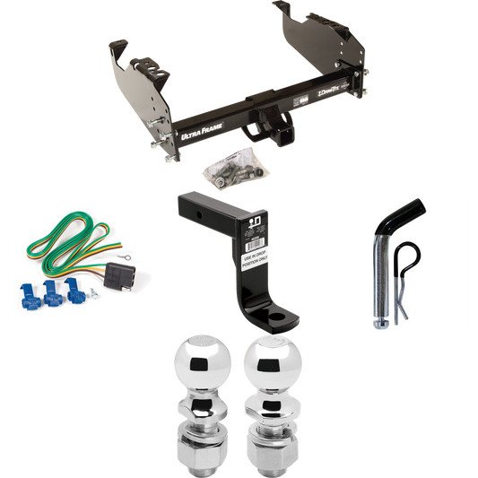 Fits 1963-1966 GMC 3000 Trailer Hitch Tow PKG w/ 4-Flat Wiring Harness + Ball Mount w/ 8" Drop + Pin/Clip + 2" Ball + 2-5/16" Ball By Draw-Tite