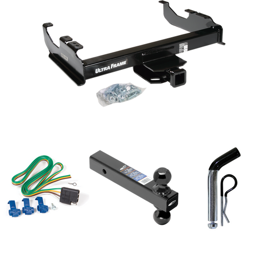 Fits 1967-1974 GMC K15 Trailer Hitch Tow PKG w/ 4-Flat Wiring Harness + Dual Ball Ball Mount 2" & 2-5/16" Trailer Balls + Pin/Clip By Draw-Tite