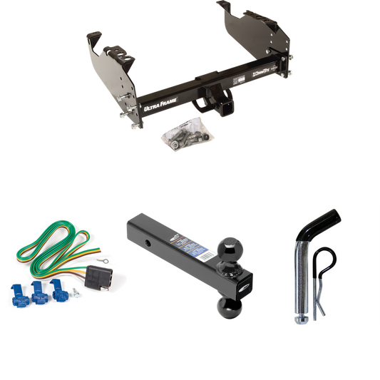 Fits 1963-1965 GMC 1500 Series Trailer Hitch Tow PKG w/ 4-Flat Wiring Harness + Dual Ball Ball Mount 2" & 2-5/16" Trailer Balls + Pin/Clip By Draw-Tite