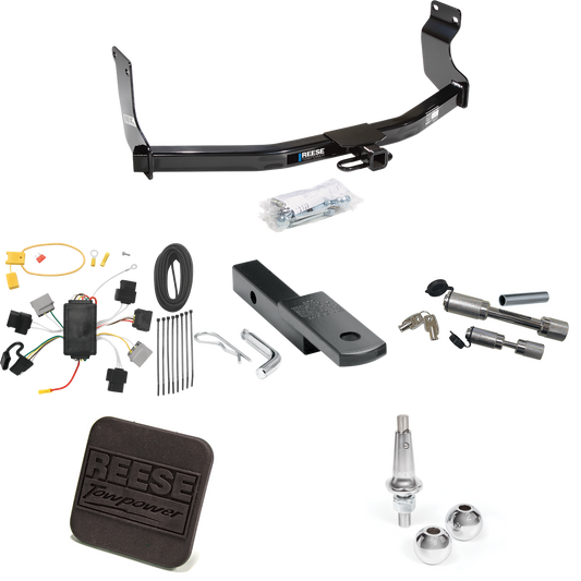 Fits 2005-2007 Ford Escape Trailer Hitch Tow PKG w/ 4-Flat Wiring Harness + Draw-Bar + Interchangeable 1-7/8" & 2" Balls + Hitch Cover + Dual Hitch & Coupler Locks By Reese Towpower