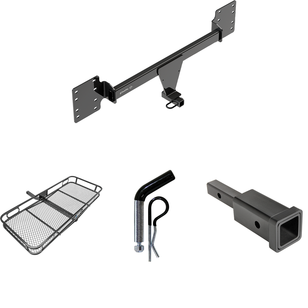 Se adapta al paquete de remolque Tesla S 2012-2023 con adaptador de enganche, receptor de 1-1/4" a 2" + pasador y clip de 1/2" + estante portacargas de 60" x 24" de Draw-Tite