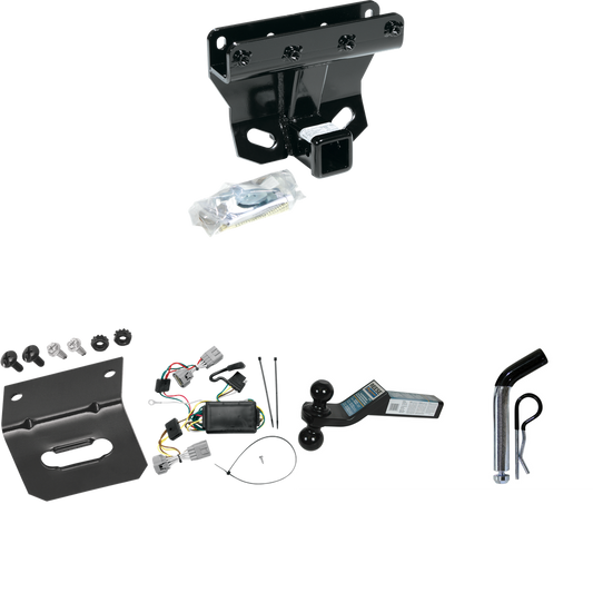 Fits 2005-2006 Jeep Grand Cherokee Trailer Hitch Tow PKG w/ 4-Flat Wiring Harness + Dual Ball Ball Mount 2" & 2-5/16" Trailer Balls + Pin/Clip +  Wiring Bracket (Excludes: SRT-8 Models) By Draw-Tite