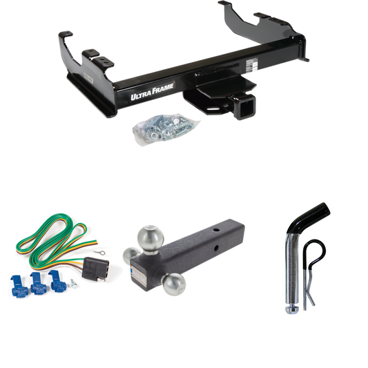 Fits 1963-1965 GMC 2500 Series Trailer Hitch Tow PKG w/ 4-Flat Wiring Harness + Triple Ball Ball Mount 1-7/8" & 2" & 2-5/16" Trailer Balls + Pin/Clip By Draw-Tite