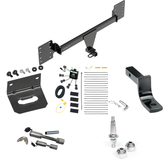 Fits 2012-2023 Tesla S Trailer Hitch Tow PKG w/ 4-Flat Zero Contact "No Splice" Wiring Harness + Draw-Bar + Interchangeable 1-7/8" & 2" Balls + Wiring Bracket + Dual Hitch & Coupler Locks By Draw-Tite