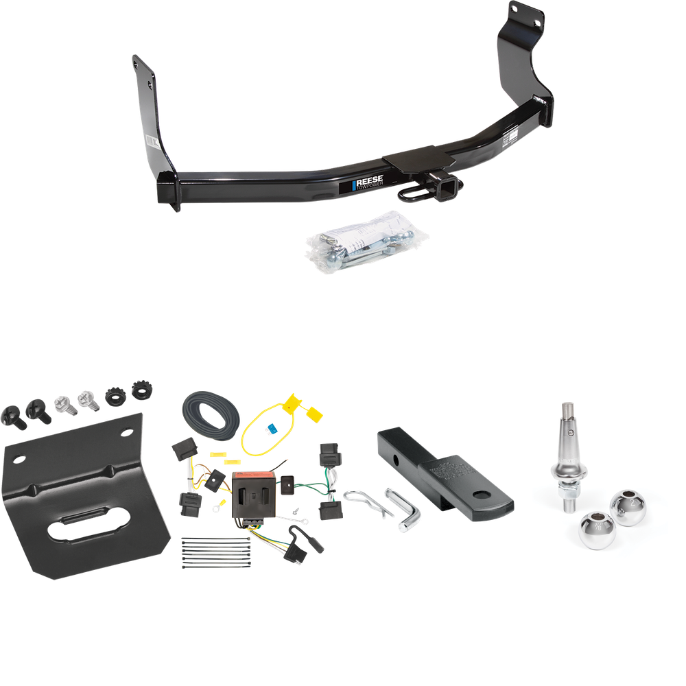 Se adapta al paquete de remolque con enganche para remolque Mercury Mariner 2005-2011 con arnés de cableado de 4 planos + barra de tracción + bolas intercambiables de 1-7/8" y 2" + soporte de cableado de Reese Towpower