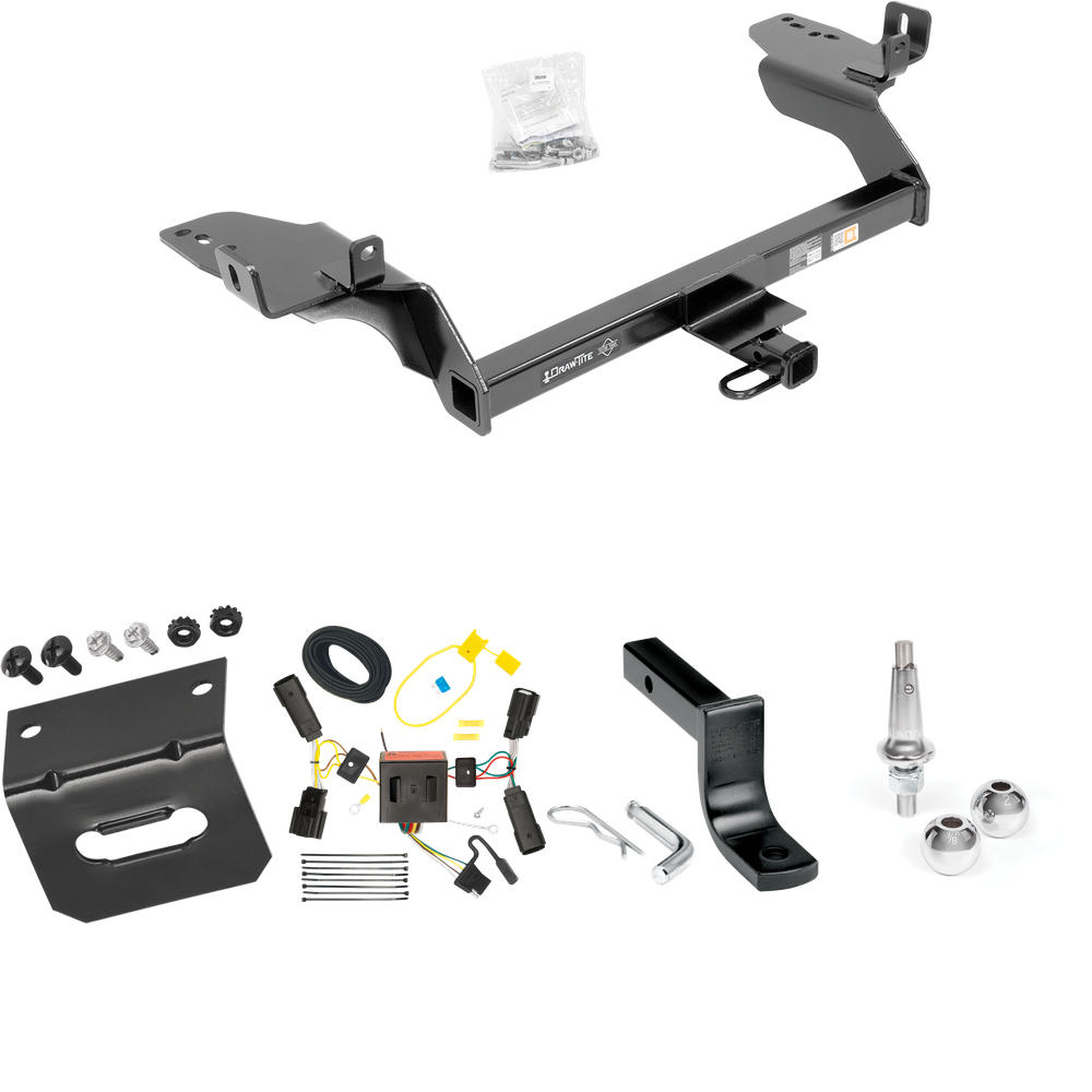 Se adapta al paquete de enganche de remolque Ford Escape 2013-2016 con arnés de cableado de 4 planos + barra de tracción + bolas intercambiables de 1-7/8" y 2" + soporte de cableado de Draw-Tite