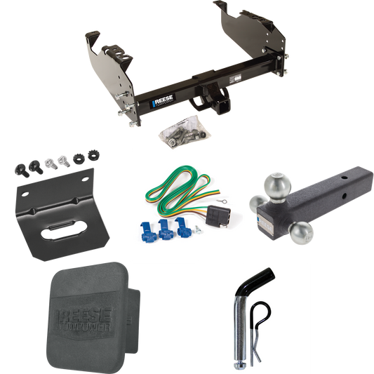 Fits 1963-1965 GMC 2500 Series Trailer Hitch Tow PKG w/ 4-Flat Wiring Harness + Triple Ball Ball Mount 1-7/8" & 2" & 2-5/16" Trailer Balls + Pin/Clip + Hitch Cover + Wiring Bracket By Reese Towpower