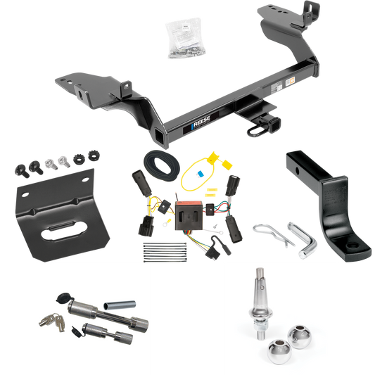 Fits 2013-2016 Ford Escape Trailer Hitch Tow PKG w/ 4-Flat Wiring Harness + Draw-Bar + Interchangeable 1-7/8" & 2" Balls + Wiring Bracket + Dual Hitch & Coupler Locks By Reese Towpower