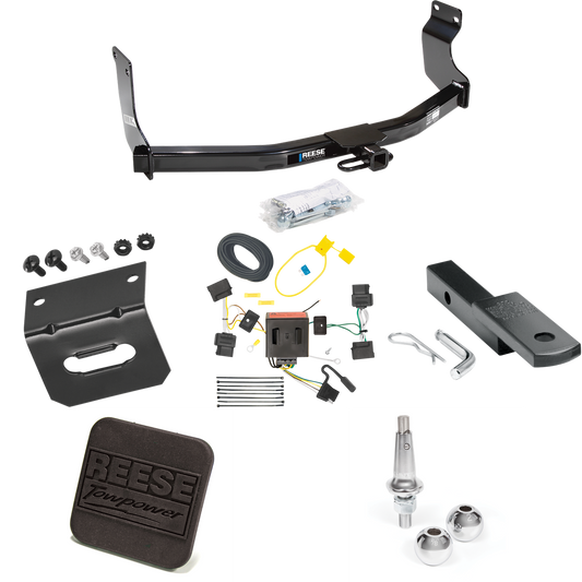 Fits 2008-2011 Mazda Tribute Trailer Hitch Tow PKG w/ 4-Flat Wiring Harness + Draw-Bar + Interchangeable 1-7/8" & 2" Balls + Wiring Bracket + Hitch Cover By Reese Towpower