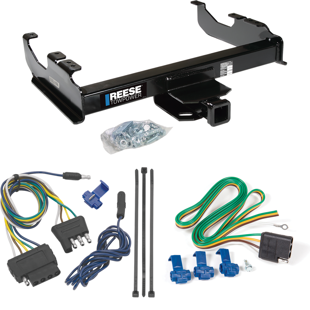 Fits 1985-1986 GMC K2500 Trailer Hitch Tow PKG w/ 5-Flat Wiring Harness (For w/34" Wide Frames Models) By Reese Towpower