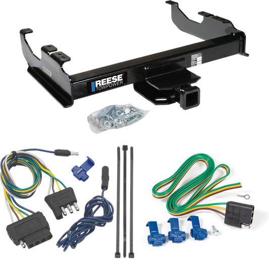 Fits 1985-1986 GMC K2500 Trailer Hitch Tow PKG w/ 5-Flat Wiring Harness (For w/34" Wide Frames Models) By Reese Towpower