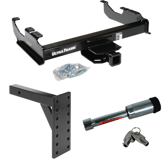 Fits 1977-1978 GMC K35 Trailer Hitch Tow PKG w/ 7 Hole Pintle Hook Mounting Plate + Hitch Lock By Draw-Tite