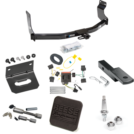 Fits 2008-2011 Mazda Tribute Trailer Hitch Tow PKG w/ 4-Flat Wiring Harness + Draw-Bar + Interchangeable 1-7/8" & 2" Balls + Wiring Bracket + Hitch Cover + Dual Hitch & Coupler Locks By Reese Towpower